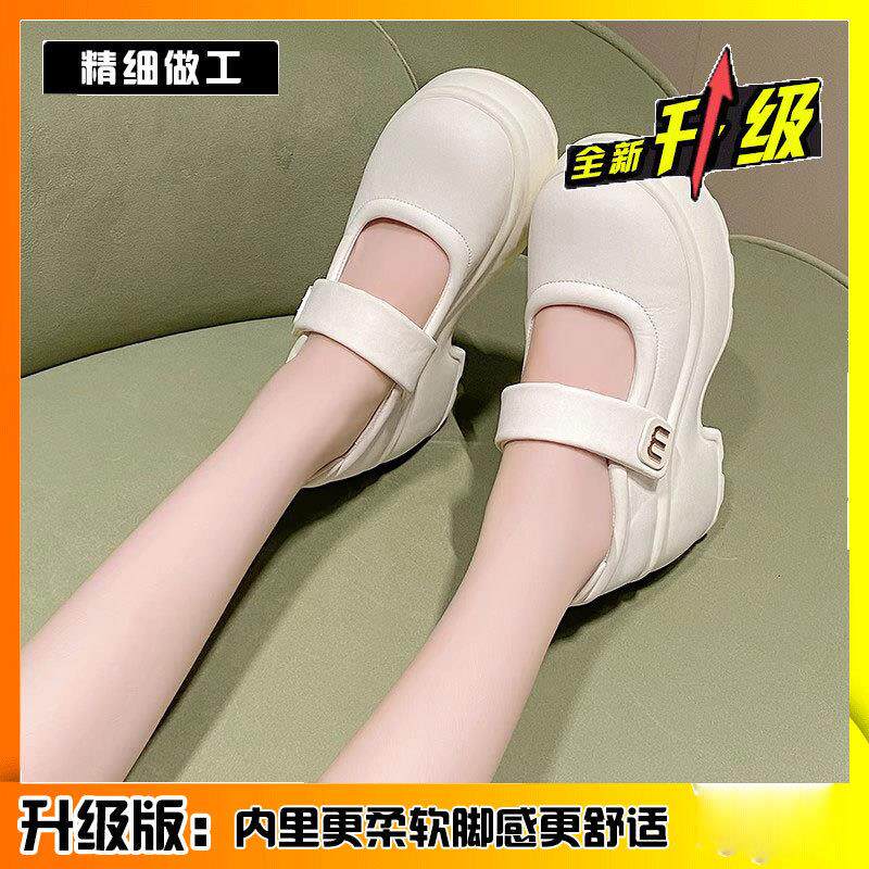 新品8cm婚鞋女厚底松糕鞋主婚纱神器新娘鞋婚礼粗跟玛丽珍伴娘高