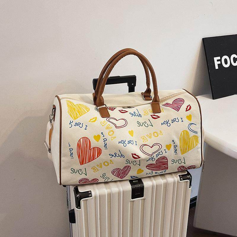 新品短途旅行包女大容量手提行李袋子男出门时尚轻便装衣服帆布旅