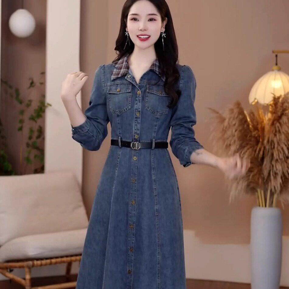 新品气质牛仔连衣裙女2026秋季新款中年妈妈装收腰显瘦优雅高级感