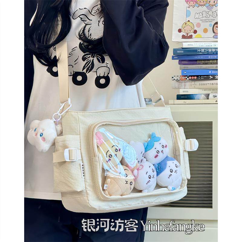 新品痛包斜挎包女生大容量ins风二次元透明扎谷挎包学生上课单肩