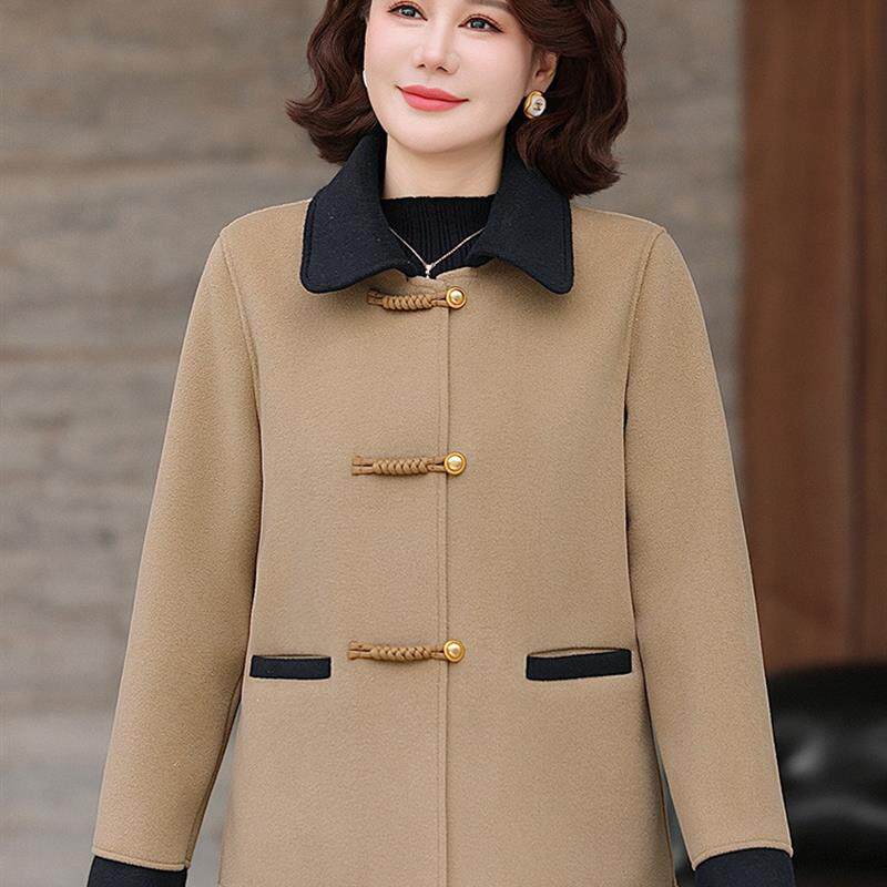 新品妈妈春秋时尚外套2025新款洋气中老年女装国风上衣气质高贵双