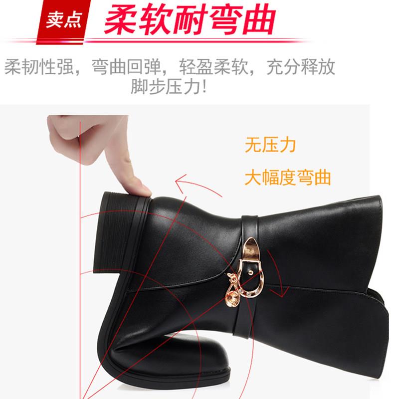 新品秋冬季老人粗跟加绒保暖中年妈妈鞋中筒靴中老年棉鞋皮靴皮鞋