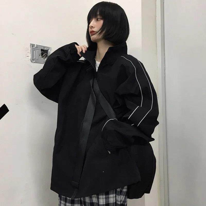 新品反光棒球服原宿风外套2026春秋新款休闲大码宽松男女同款上衣