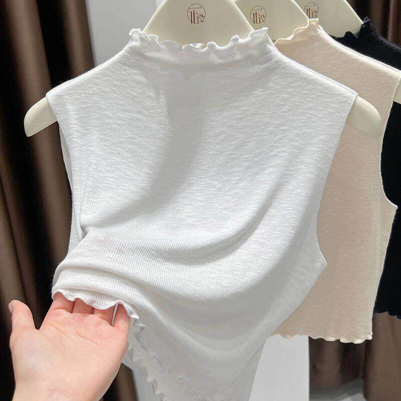 新品木耳边半高领假领子百搭女高档毛衣叠穿神器针织打底内搭花边
