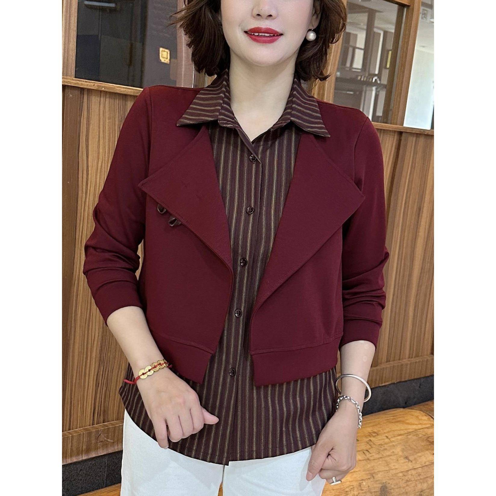 新品2026新款中老年妈妈春装上衣女宽松显瘦休闲百搭假两件卫衣