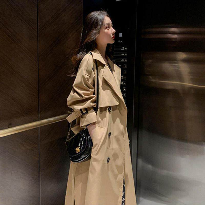 新品风衣外套女中长款春秋季新款小个子chic流行英伦风大码大衣西