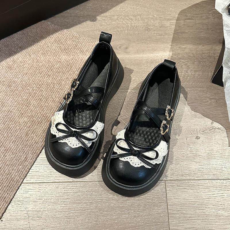 新品松糕厚底玛丽珍小皮鞋女2026春季新款复古圆头浅口百搭lolita