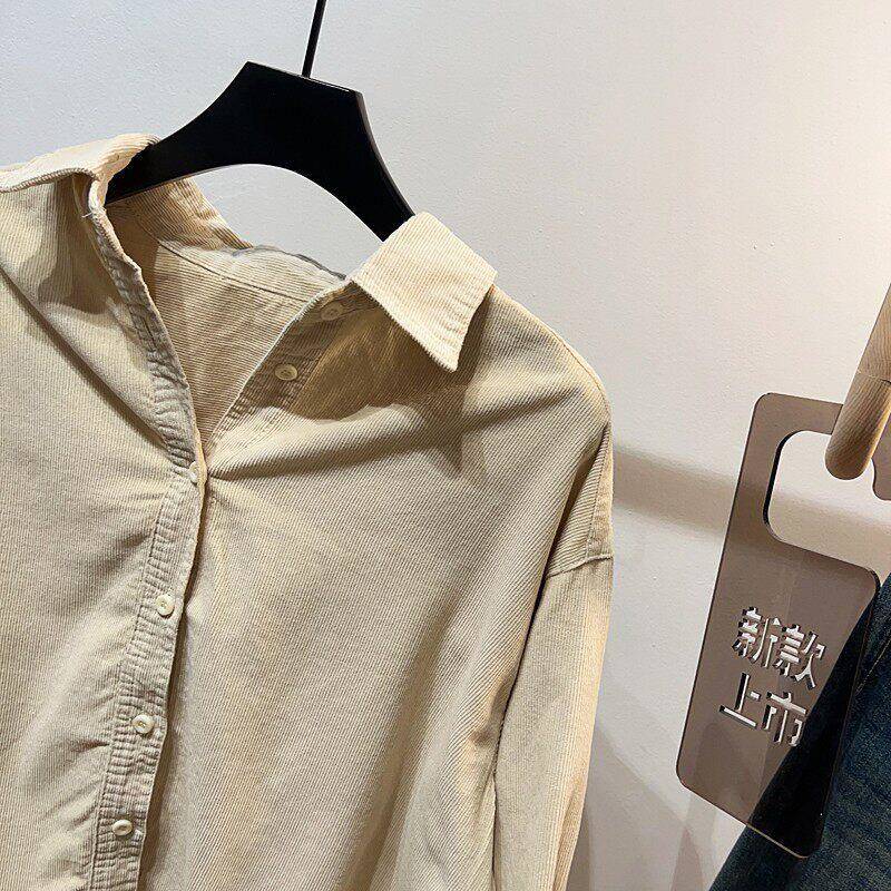 新品【每满2件减10】复古灯芯绒衬衫女秋季简约百搭叠穿显瘦上衣