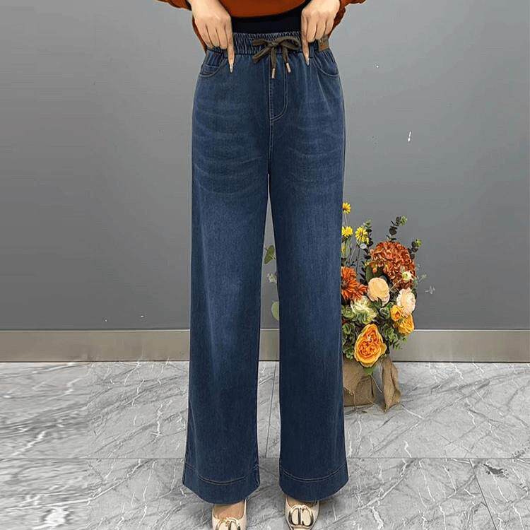 新品中老年时尚女装妈妈裤子2026春季新款牛仔裤薄款宽松休闲直筒