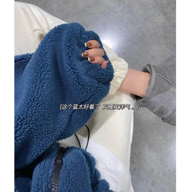 新品蓝色卫衣女秋冬季2026欧货爆款休闲小个子上衣加厚连帽棒球服