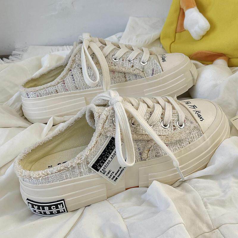 新品帆布鞋女2026春季小众设计感乞丐鞋chic鞋子百搭板鞋潮ins小