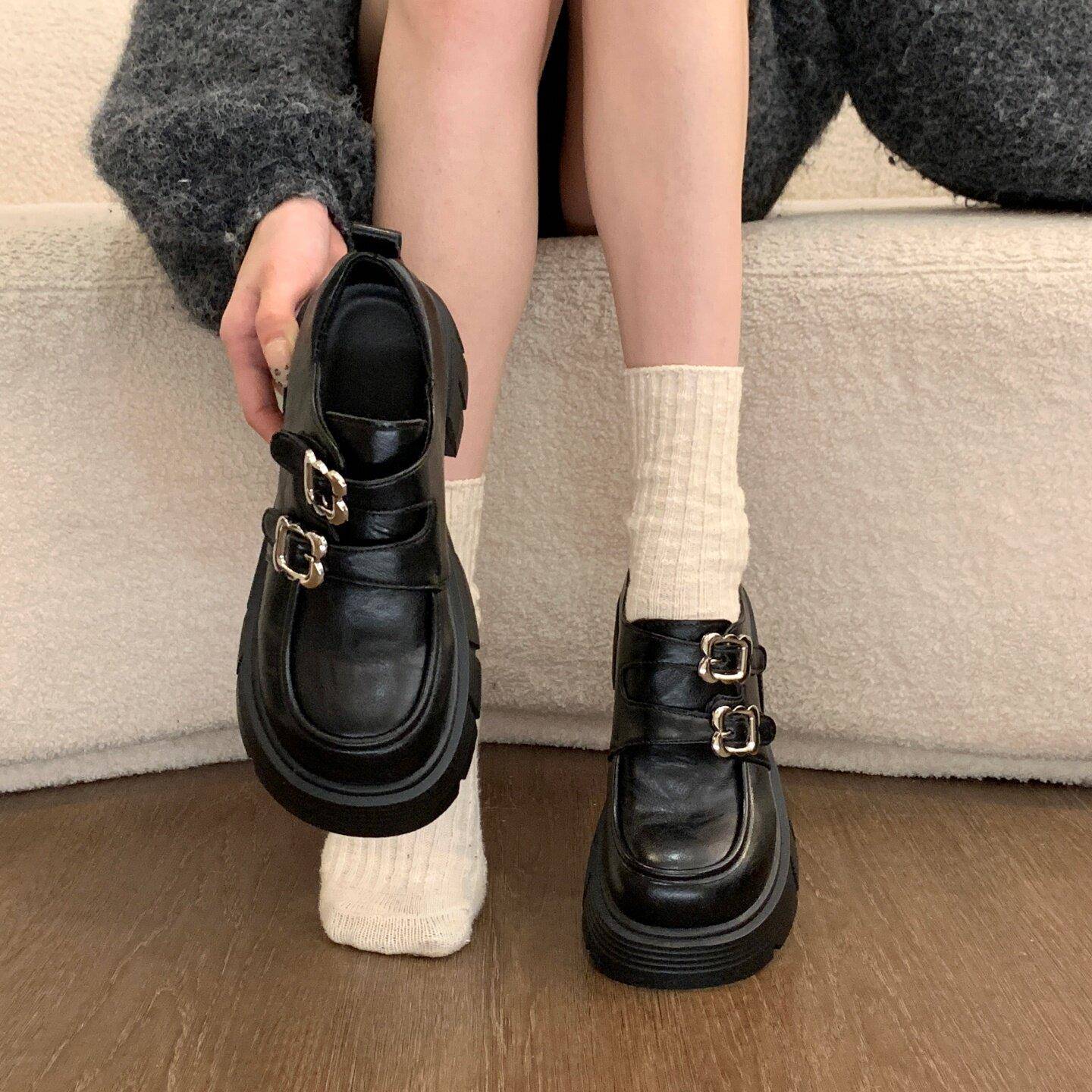 新品厚底粗跟玛丽珍单鞋女2026新款春季女鞋子复古乐福鞋配裙子小