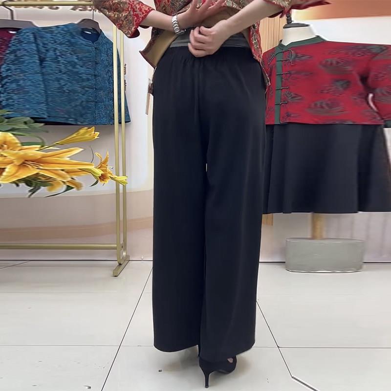新品秋冬新款高腰阔腿裤高品质妈妈坠感大码显瘦黑色长裤百搭奶奶