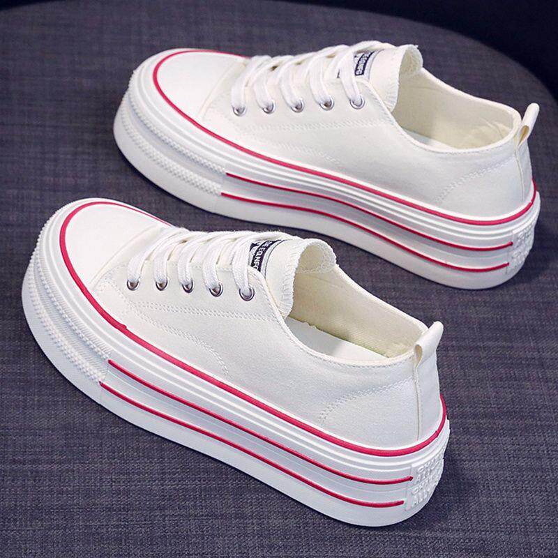 新品帆布鞋女士新款2026春季百搭板鞋透气平厚底防滑休闲软底网红