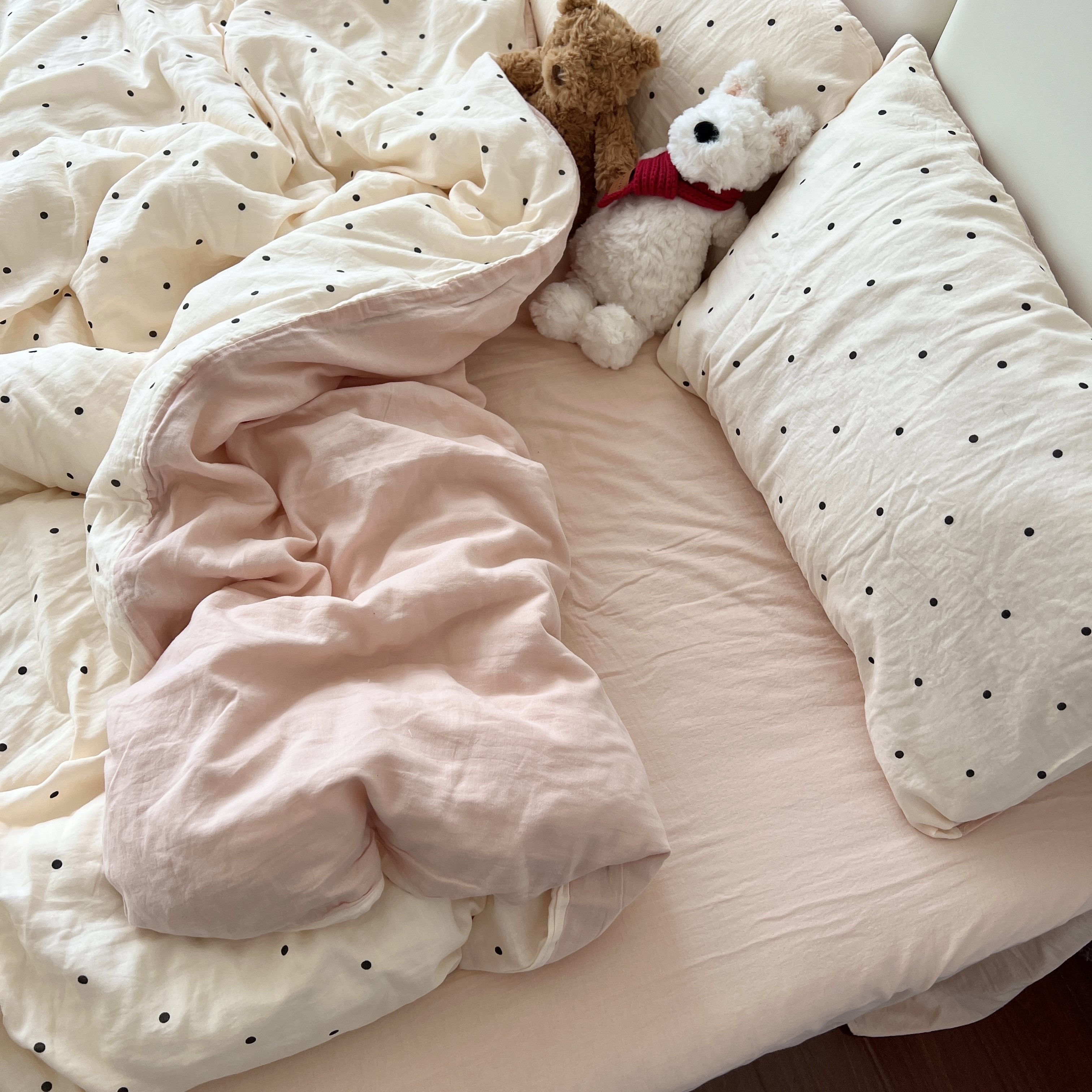 A类赫本全棉双层纱四件套床上用品纯棉单被套学生宿舍波点三件套