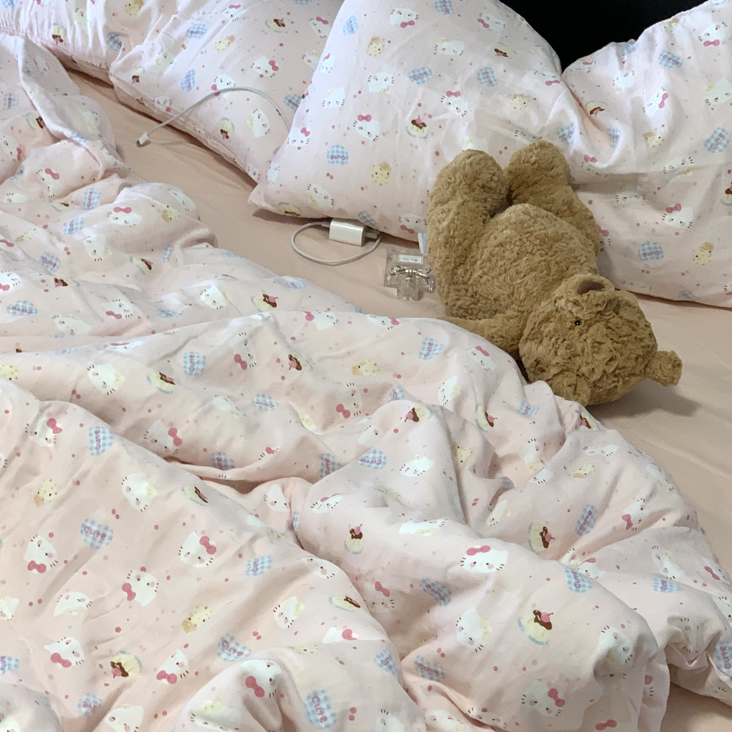 a类少女粉色卡通全棉双层纱床上四件套母婴级纱布学生被套三件套