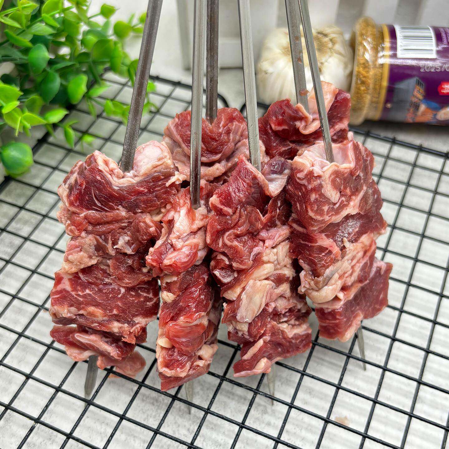 新品钢签手工牛肋条串商用半成品安格斯牛肉串油炸烧烤食材烤肉串