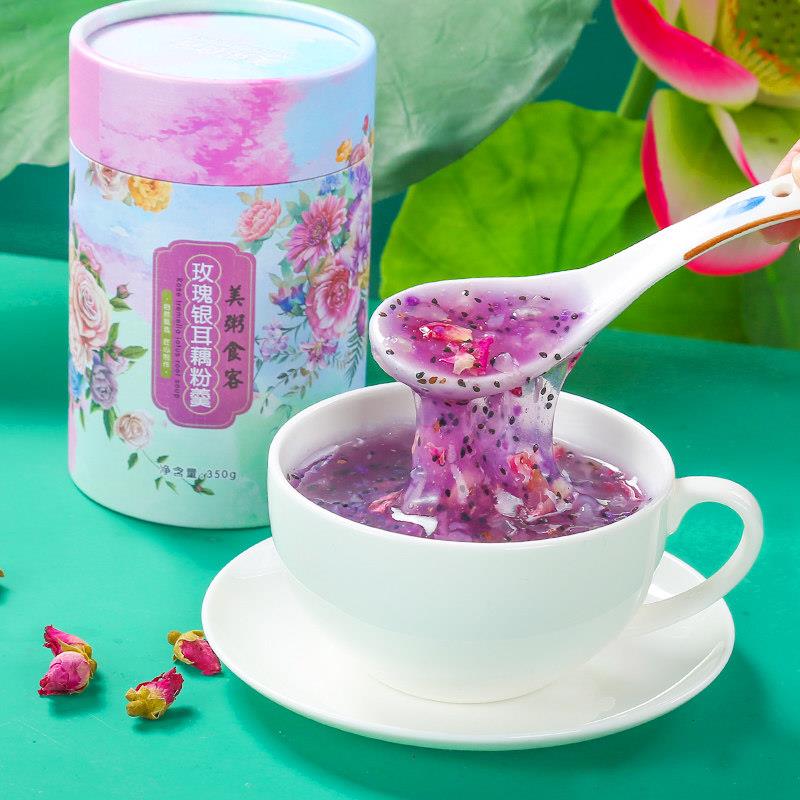 新品玫瑰银耳藕粉羹罐装营养饱腹代餐冲饮桂花藕粉冲泡即食品早餐