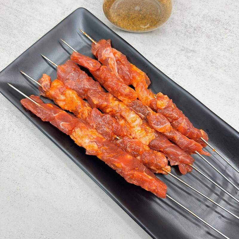 新品铁签草原牛肉串商用半成品油炸铁板烧烤专用食材内蒙古烤肉串