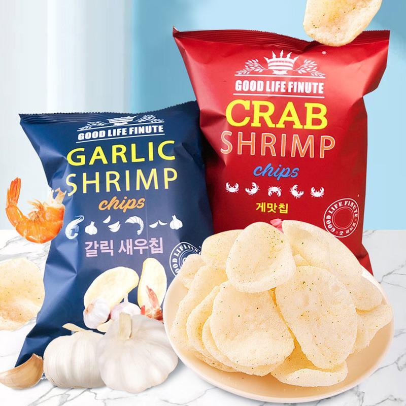 韩国进口趣莱福蒜香味虾片膨化蟹味薯片脆玉米片年货网红零食