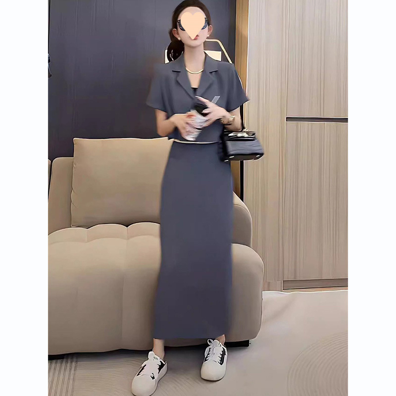 小个子显高时尚套装女2025夏季新款气质时尚西装外套半身裙两件套