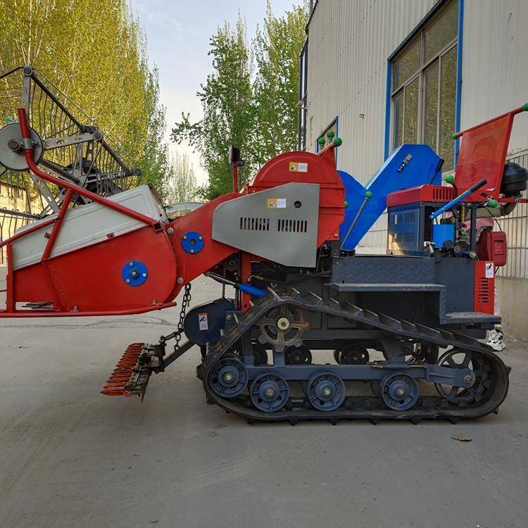深水田专用履带割稻机小型稻谷脱粒机泥田高通过性水稻联合收割