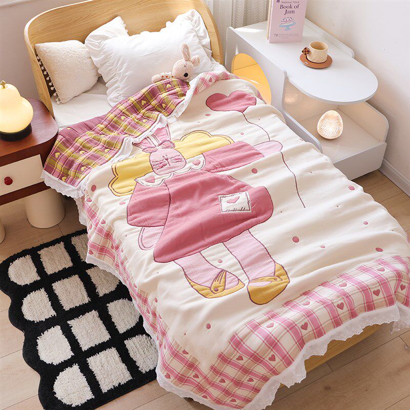 十层纱布儿童盖毯花边泡芙被宝宝全棉毛M巾被柔软加厚午睡毯子,床上用品,休闲毯/毛毯/绒毯,淘宝优惠券,粉丝福利购,淘宝优惠卷