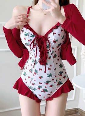 少女时间c2025年新款爆款游泳衣女款显瘦遮肉连体保守高级感长袖