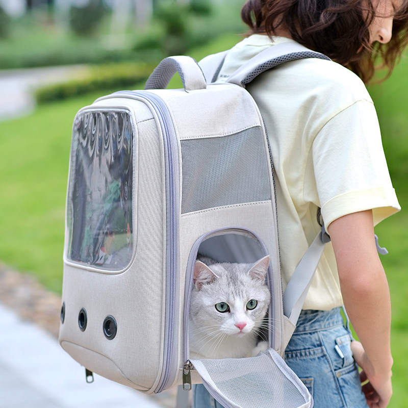 猫背包外出便携双肩猫咪包帆布宠物书包透明N大容量夏天透气猫狗