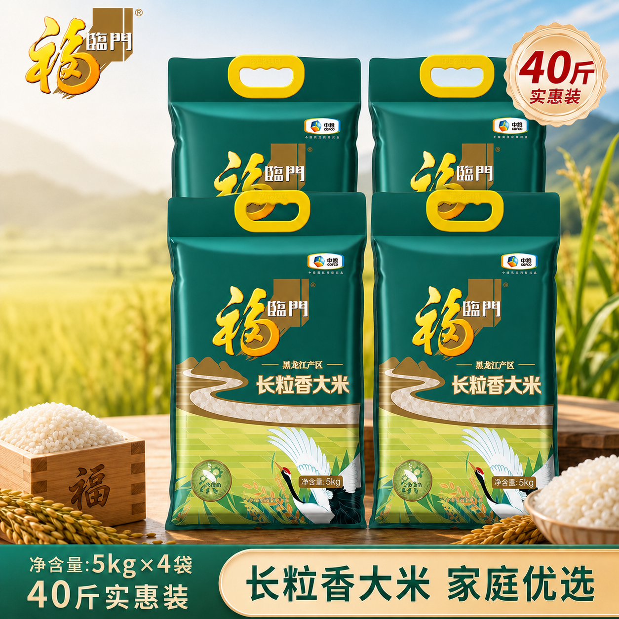 福临门黑龙江长粒香大米5KG*4