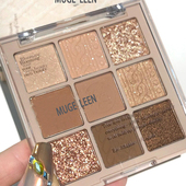 MUGE LEEN九色眼影盘大地色多色系哑光珠光亮闪片腮红日常淡妆