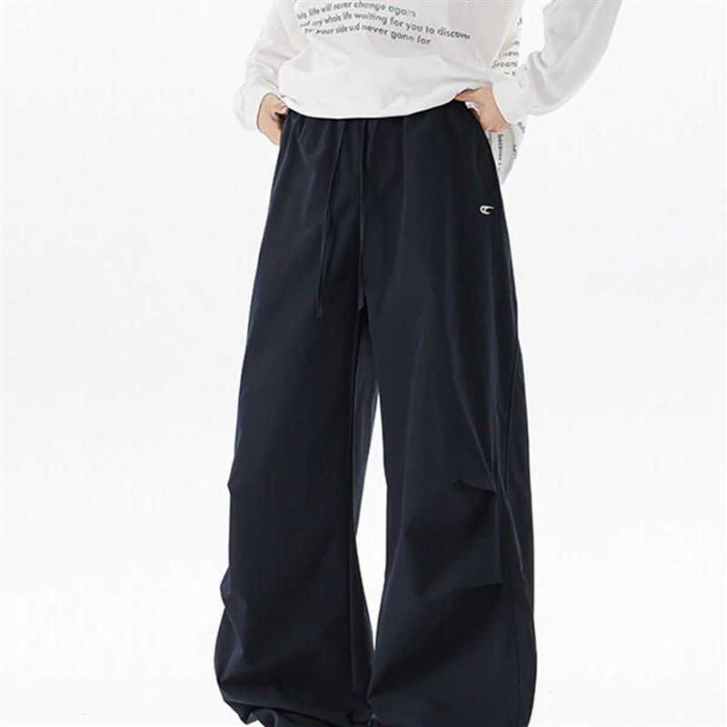 美式宽松阔腿运动裤男夏r季新款大码冲锋裤休闲直筒褶皱工装伞兵,男装,卫裤,淘宝优惠券,粉丝福利购,淘宝优惠卷