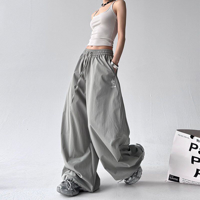 小蛇印花垂感f工装裤女2025夏季新款美式欧美街舞情侣伞兵阔腿裤