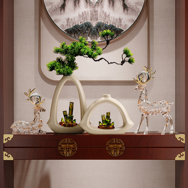 节节高升竹子花瓶摆件客厅电视柜办公室玄关插花花器高级感装饰品,家居饰品,装饰摆件,淘宝优惠券,粉丝福利购,淘宝优惠卷