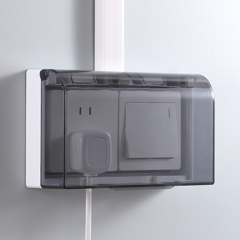 浴室明线开关防水罩双位双联卫生间粘贴式明装插座防水盒保护盖罩