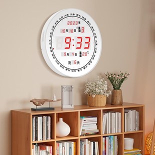 卫星授时LED万年历电子钟家用创意夜光静音挂墙客厅数字时钟闹钟