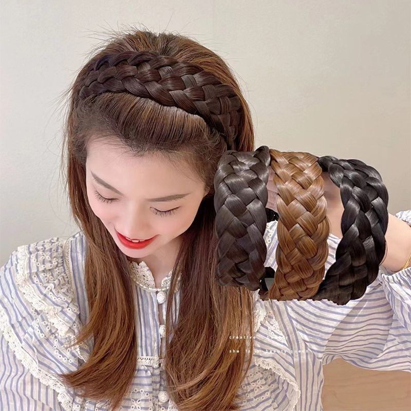 加宽假发发箍五股辫加厚宽边鱼骨辫麻花头箍增高遮白发神器