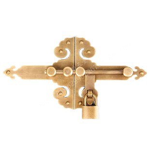 中式 花园农村木门锁仿古门扣黄铜门栓 纯铜古建庭院大门插销老式