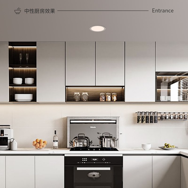 厨房专用全光谱筒灯防水防雾蜂窝大板浴室卫生间射灯防眩光无主灯