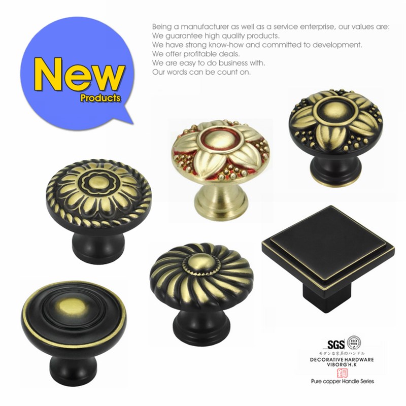 域堡纯铜美式橱柜柜子把手欧式古铜拉手衣柜门抽屉新中式单孔