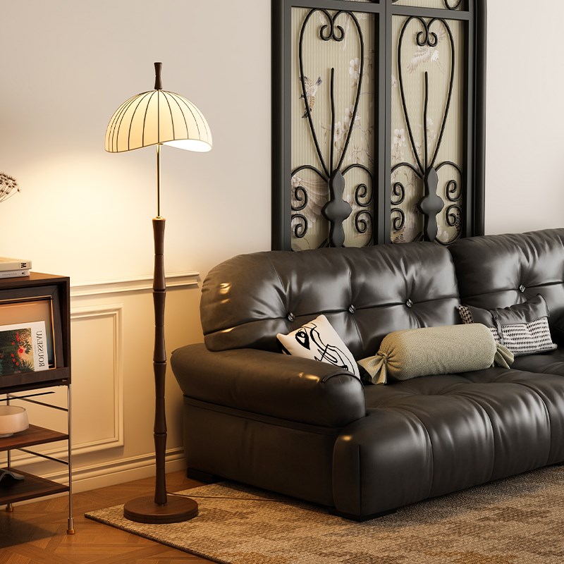 中古落地灯复古客厅沙发旁高级感2024新款美式侘寂卧室床头氛围灯