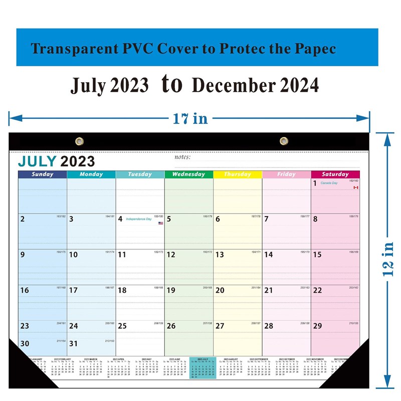 20232024年18个月英文日历 挂墙式挂历桌面桌历记事日历月历备忘