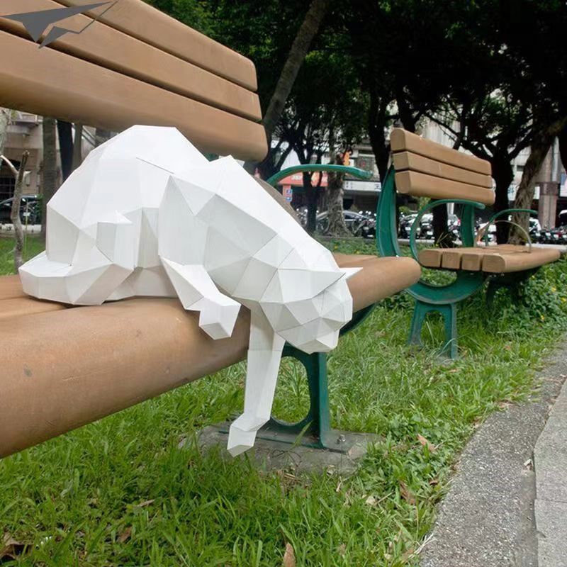 猫咪纸模摆件 客厅动物桌面diy手工作业创意3d几何立体家居装饰品