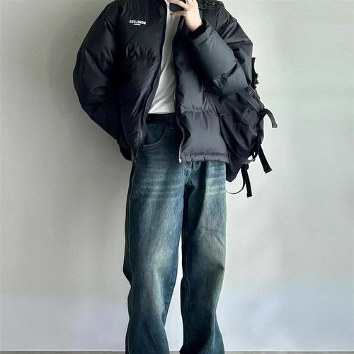 男装高级感穿搭套装冬季日杂风棉服外套冬装一套搭配直筒长裤男装