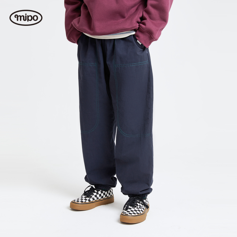 mipo AW23冬装 儿童加绒裤子男童2023新款加厚女童休闲长裤保暖