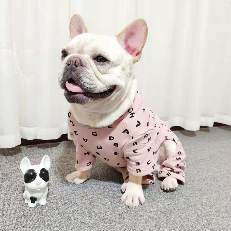 法斗衣服巴哥加绒四脚卫衣宠物狗狗秋冬比熊柴犬睡衣胖狗保暖棉衣