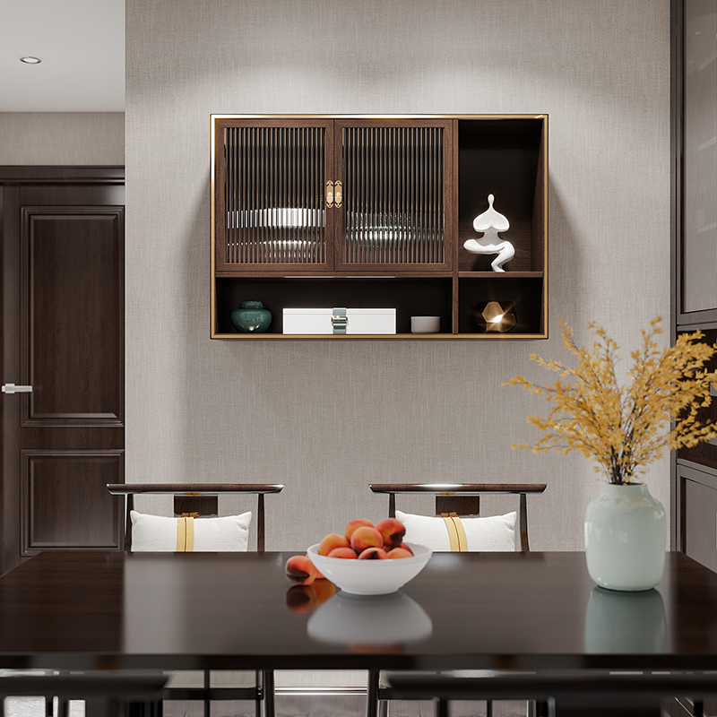 电表箱装饰画遮挡翻盖创意轻奢置物架新中式实木推拉式配电闸箱盒