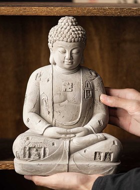 禅意乐山大佛佛水泥像摆件家居客厅玄关办公室装饰品鱼缸造景沉水