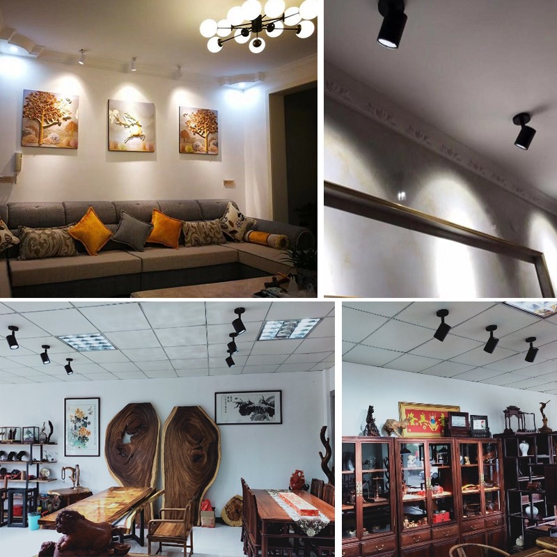 金色led明装防眩射灯7W可换灯泡光源单灯客厅背景墙吸顶免开孔