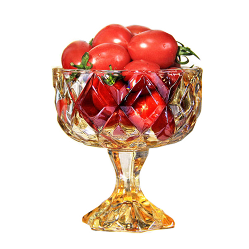 水晶玻璃果盘零食盘冰淇淋沙拉水果高脚小精致杯托盘水果碗水果盘